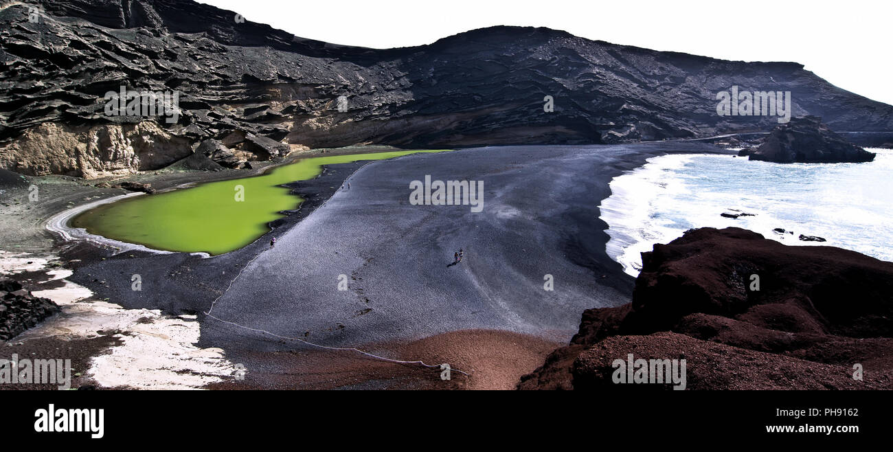 Lago Verde, Lanzarote, panoramic view Stock Photo Alamy