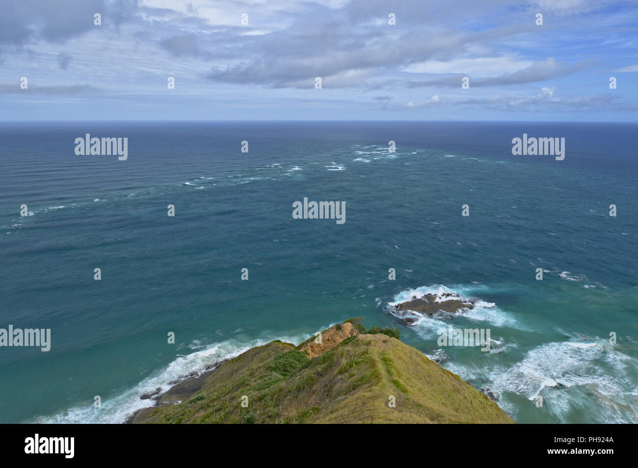 Pacific Ocean and Tasman Sea at Cape Reinga Stock Photo