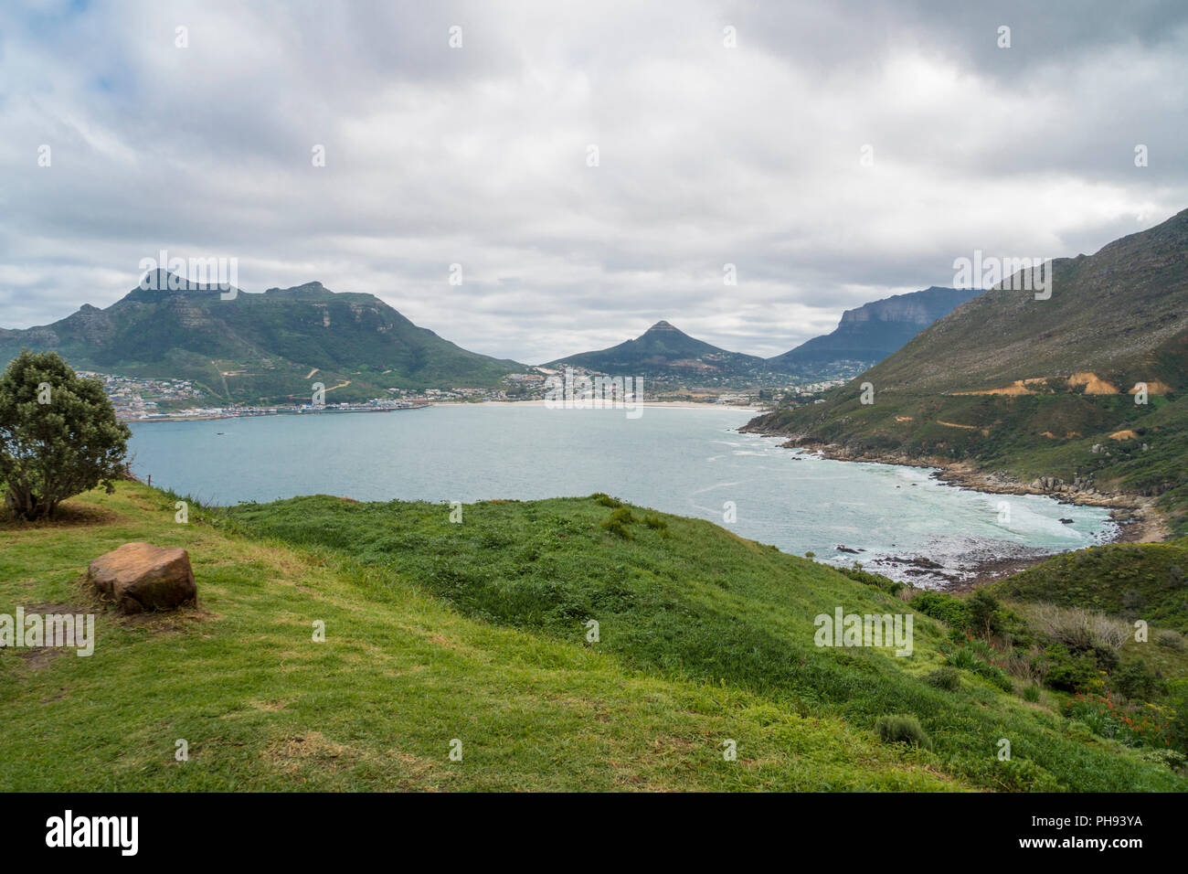 Arial view of Hout Bay, a suburb of Cape Town, South Africa Stock Photo