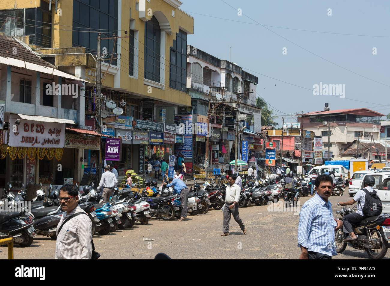 Mangalore, India - July 8, 2018 -Typical traffic situation on indian street in Mangalore Stock Photo