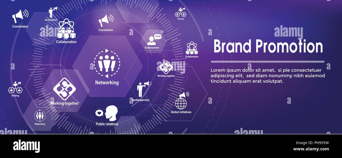Brand Ambassador Thin Line Outline Icon Web Banner Set With