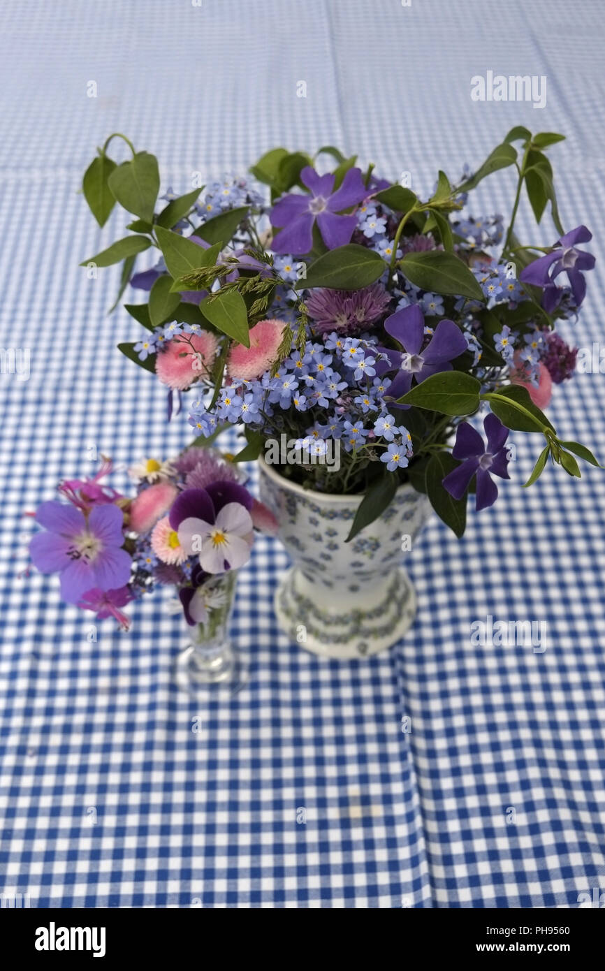 Two small bouquets of spring flowers Stock Photo