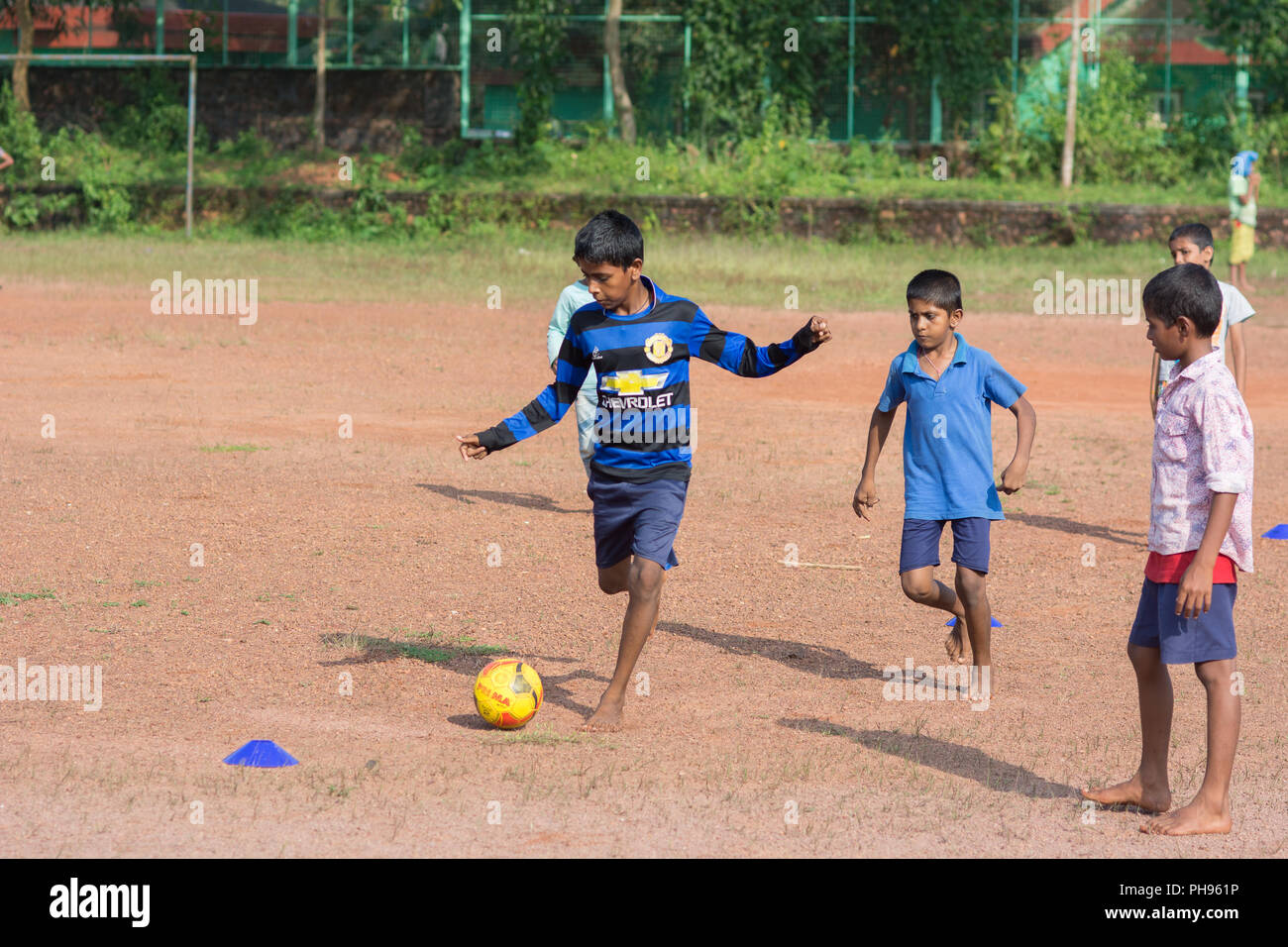 Indian Kids Playing Football High Resolution Stock Photography And Images Alamy