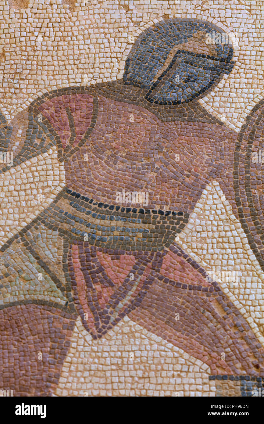 Mosaics in House of the Gladiators (3rd century), ancient Greek city Kourion, near Limassol, Cyprus Stock Photo