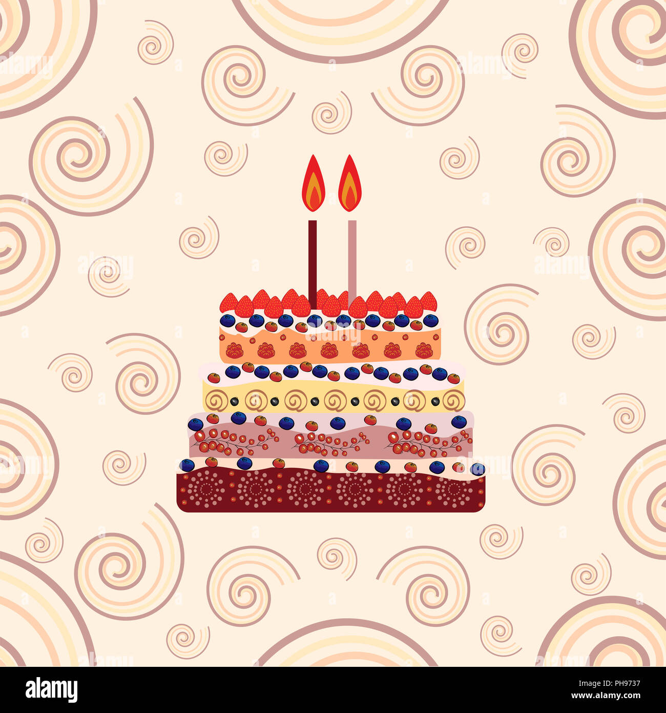 Birthday cake with two candles. Two years Stock Photo - Alamy