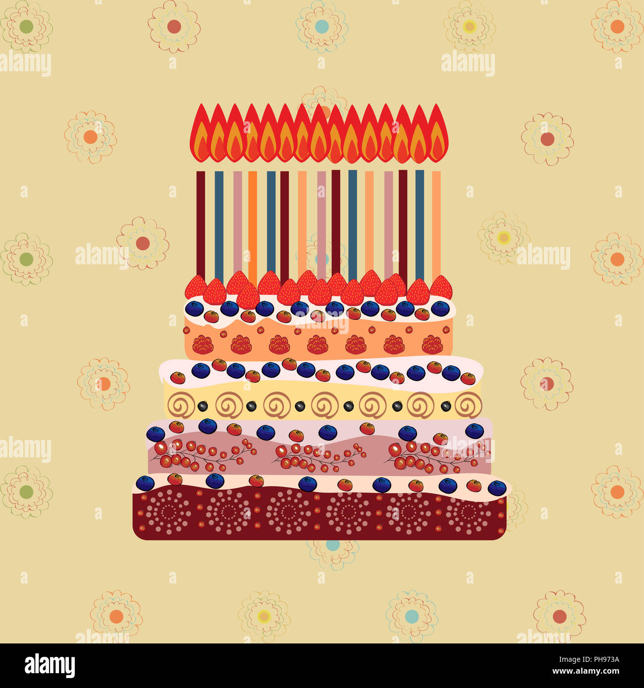 Birthday cake with fifteen candles. Fifteen years Stock Photo Alamy