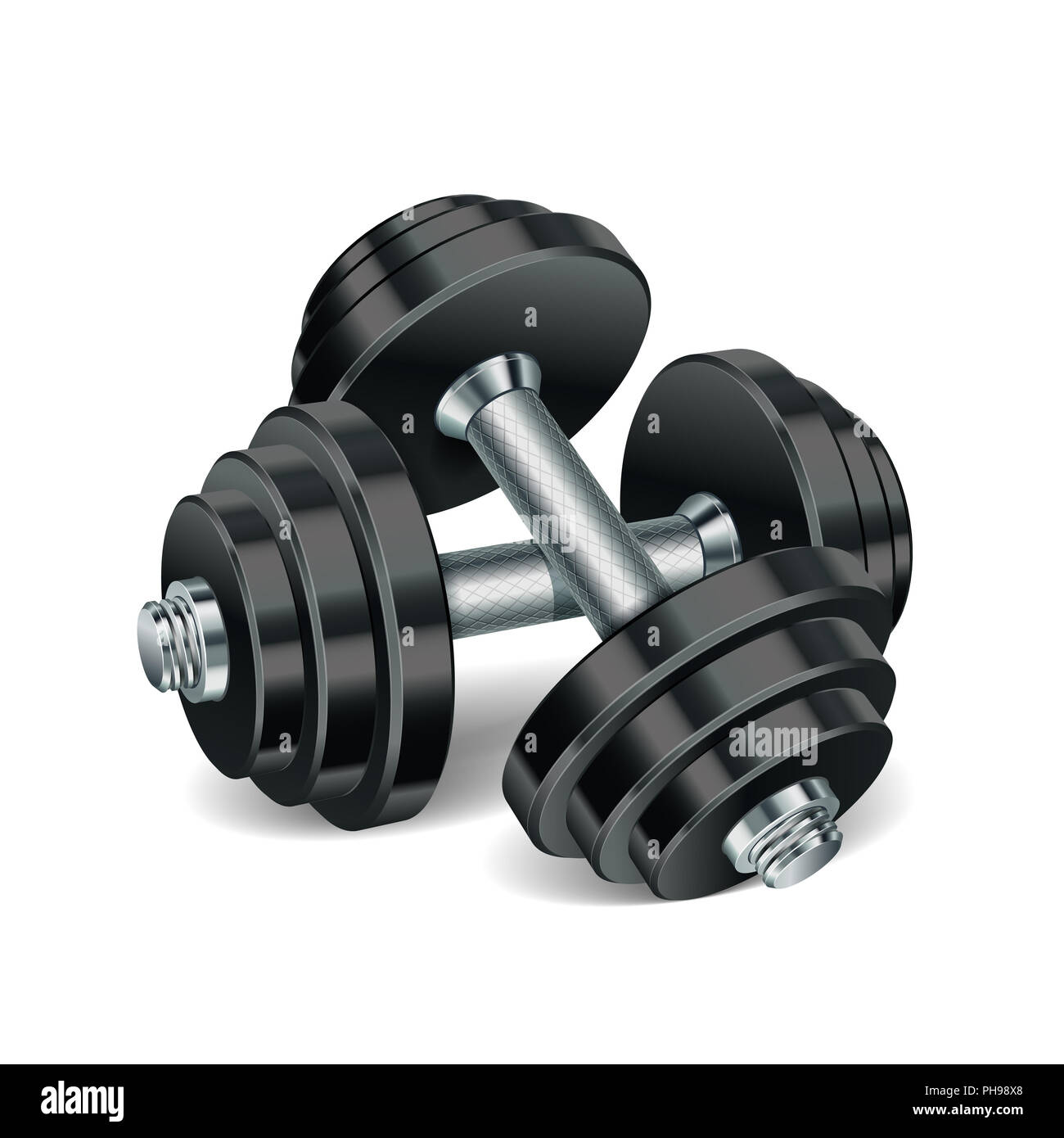 Metal realistic dumbbells Stock Photo Alamy