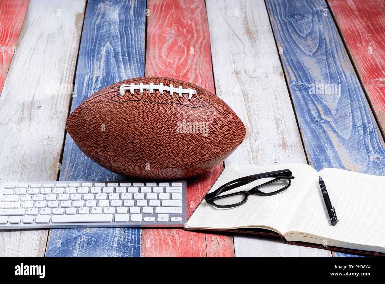 American sport tradition of football on patriot USA colors Stock Photo