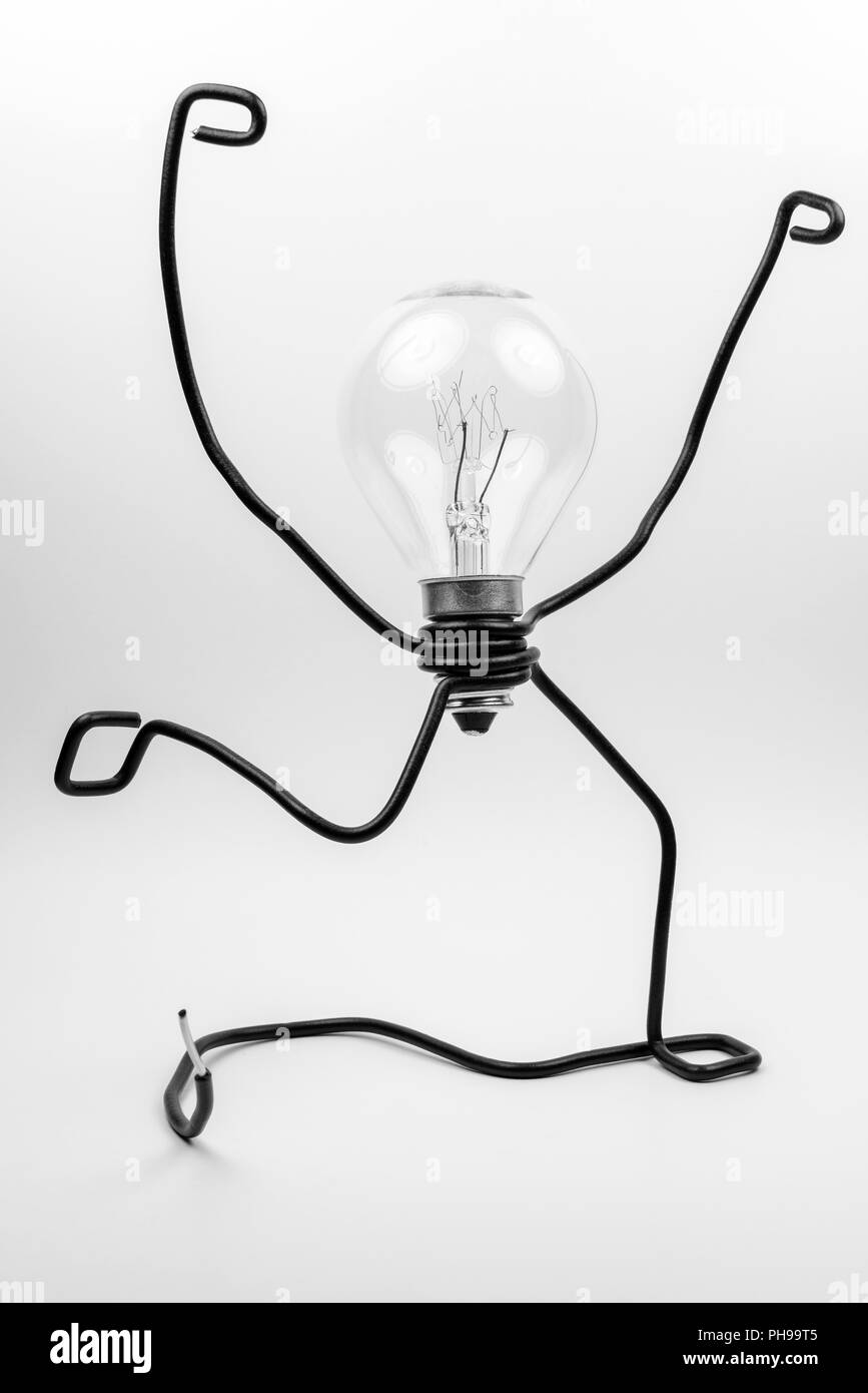 Fantasy figure of a light bulb and wire Stock Photo