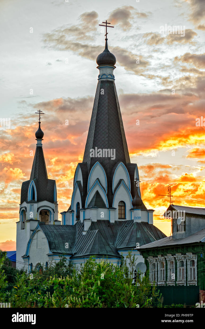 Old church in russian village Stock Photo