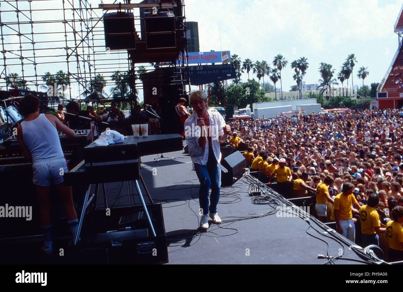 Singer Bryan Adams on stage in Florida in November 1982.