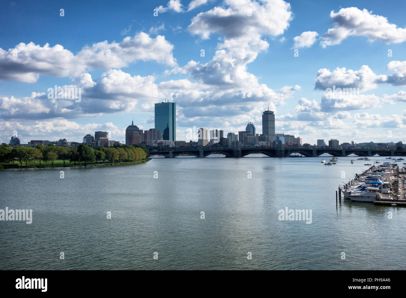 City of Boston with harbor view during summer Stock Photo