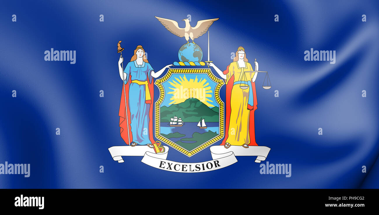 3D Flag of New York State, USA. 3D Illustration Stock Photo - Alamy