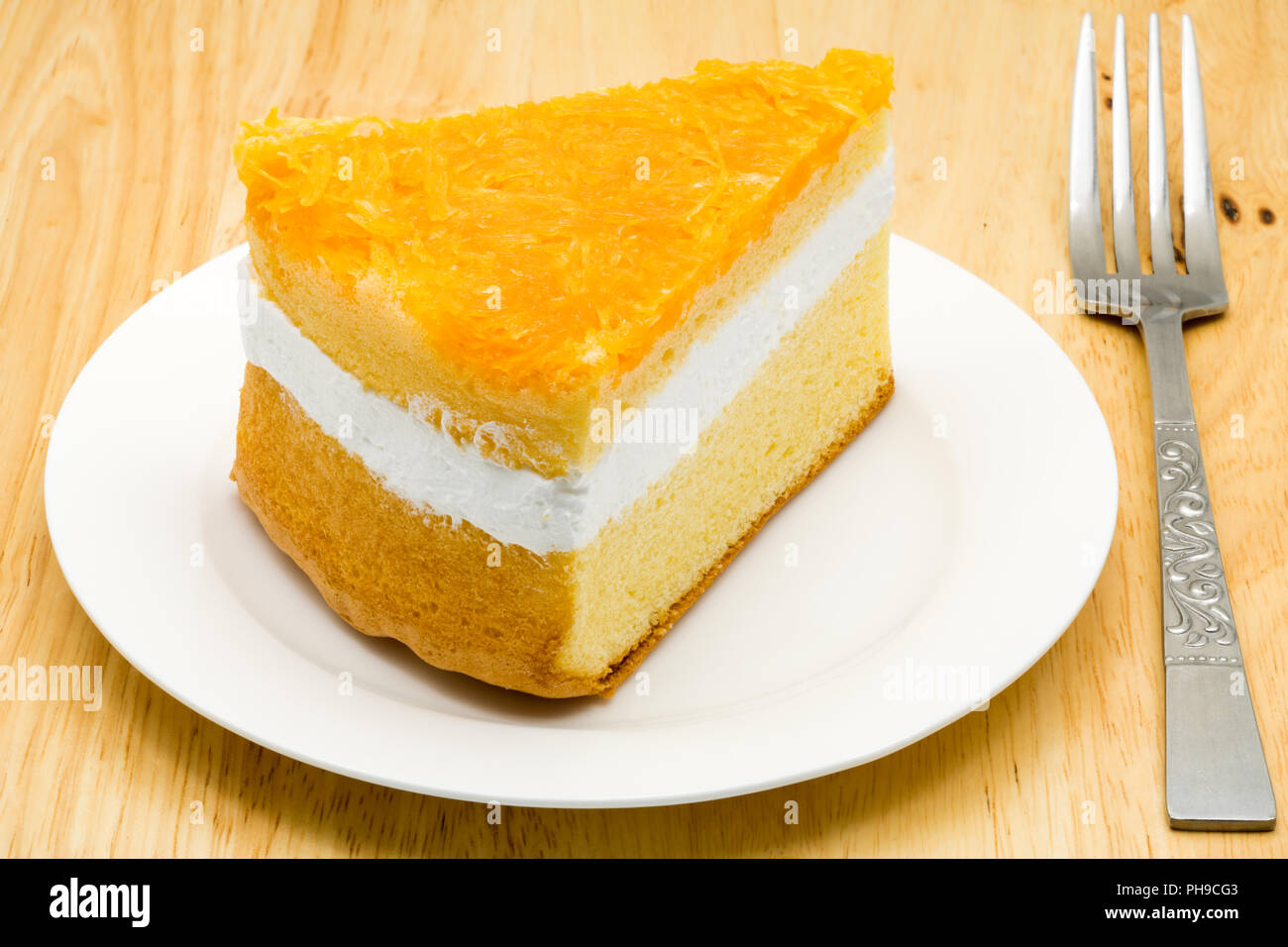 Foi thong cake in a white plate Stock Photo