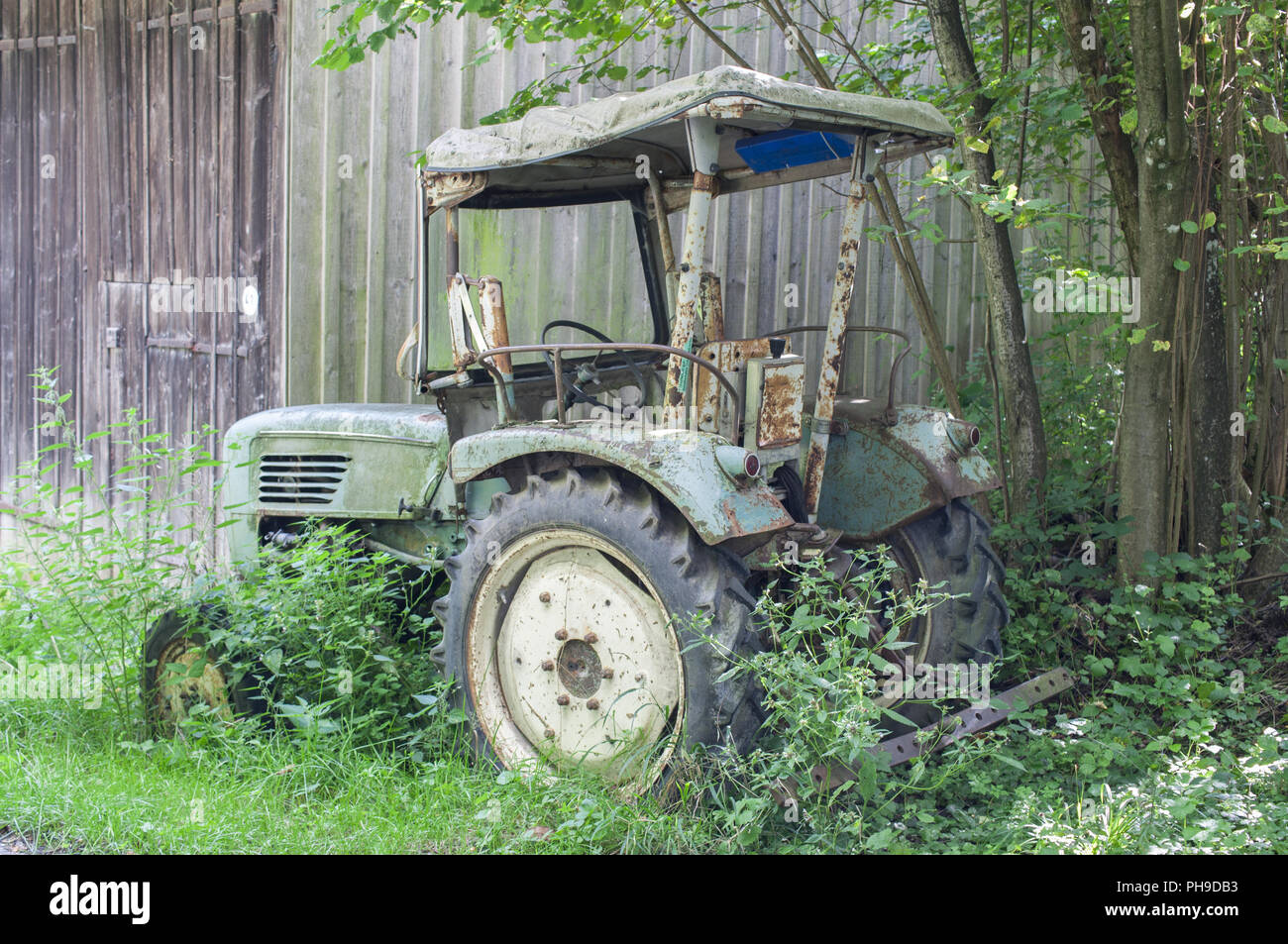 Historic Tractor in the Hohenlohe region, Germany Stock Photo