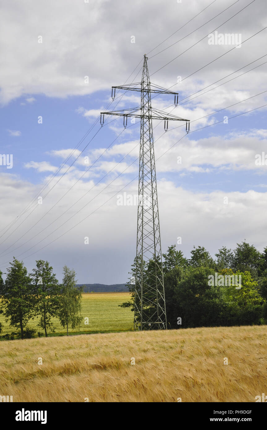 utility pole nearby Rosengarten-Raibach, Germany Stock Photo