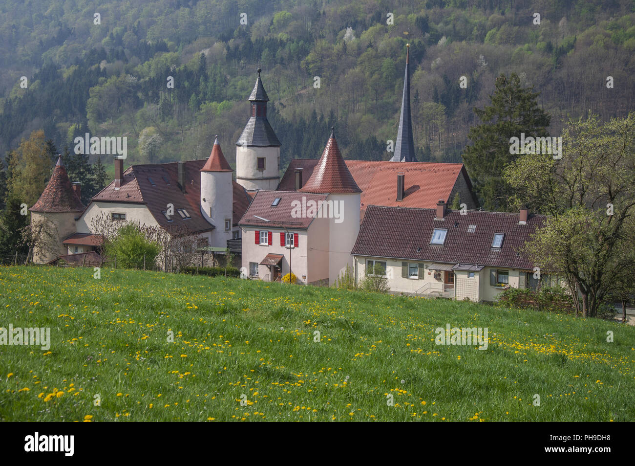 Castle Braunsbach in the Kocher valley, Germany Stock Photo