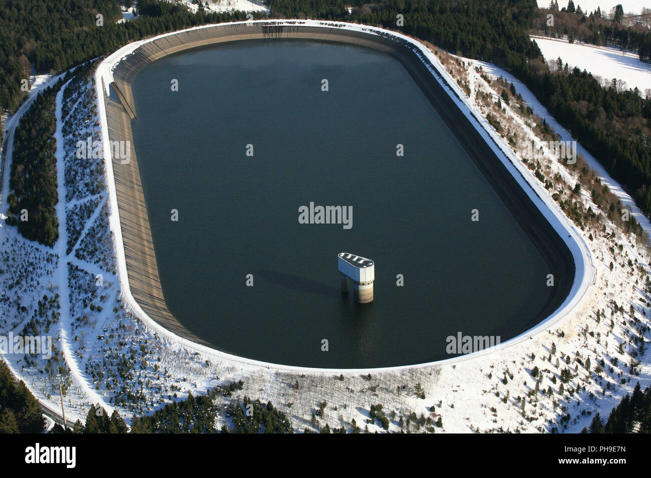 Hornbergbecken, high storage reservoir in the Black Forest Stock Photo