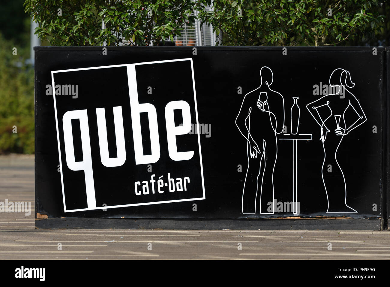 The Qube cafe bar at the Cube Council  building in the town centre of Corby, Easts Midlands, England. Stock Photo