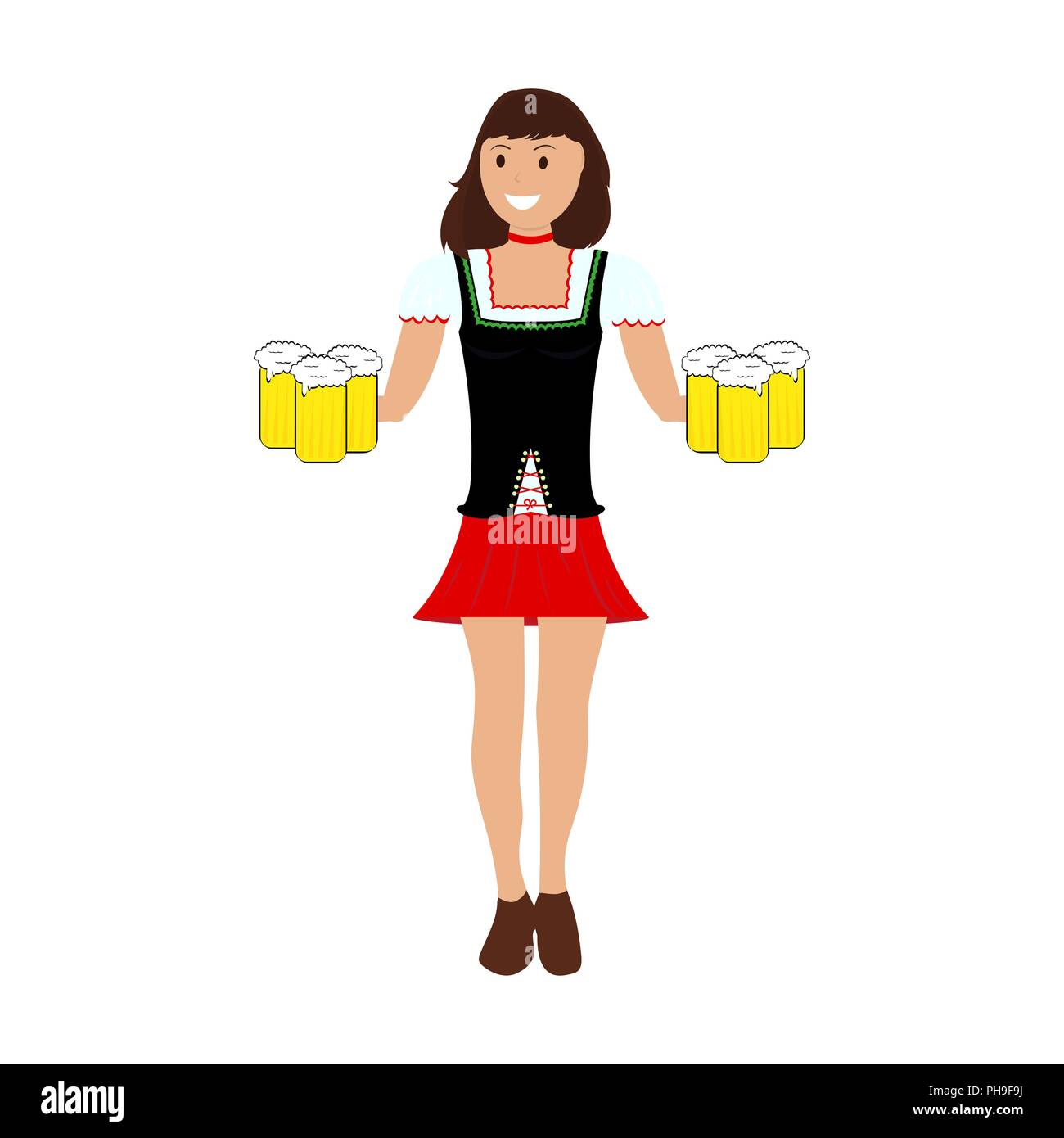 Girl waitress bears beer Stock Vector