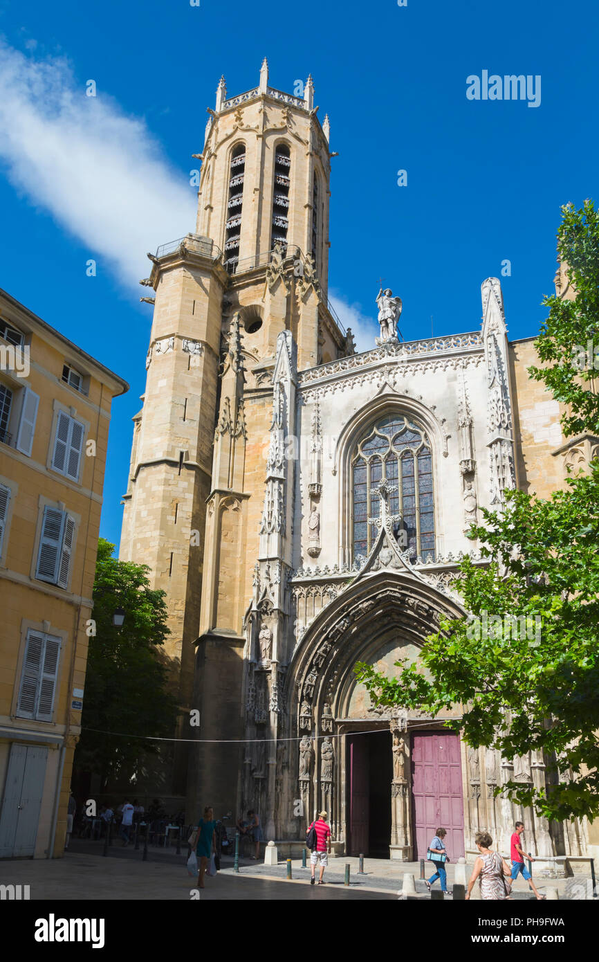 Aix-en-Provence, Provence-Alpes-Côte d'Azur, France.  Cathedral of the Holy Saviour.  Cathédrale Saint-Sauveur d'Aix-en-Provence.  Exterior. Stock Photo