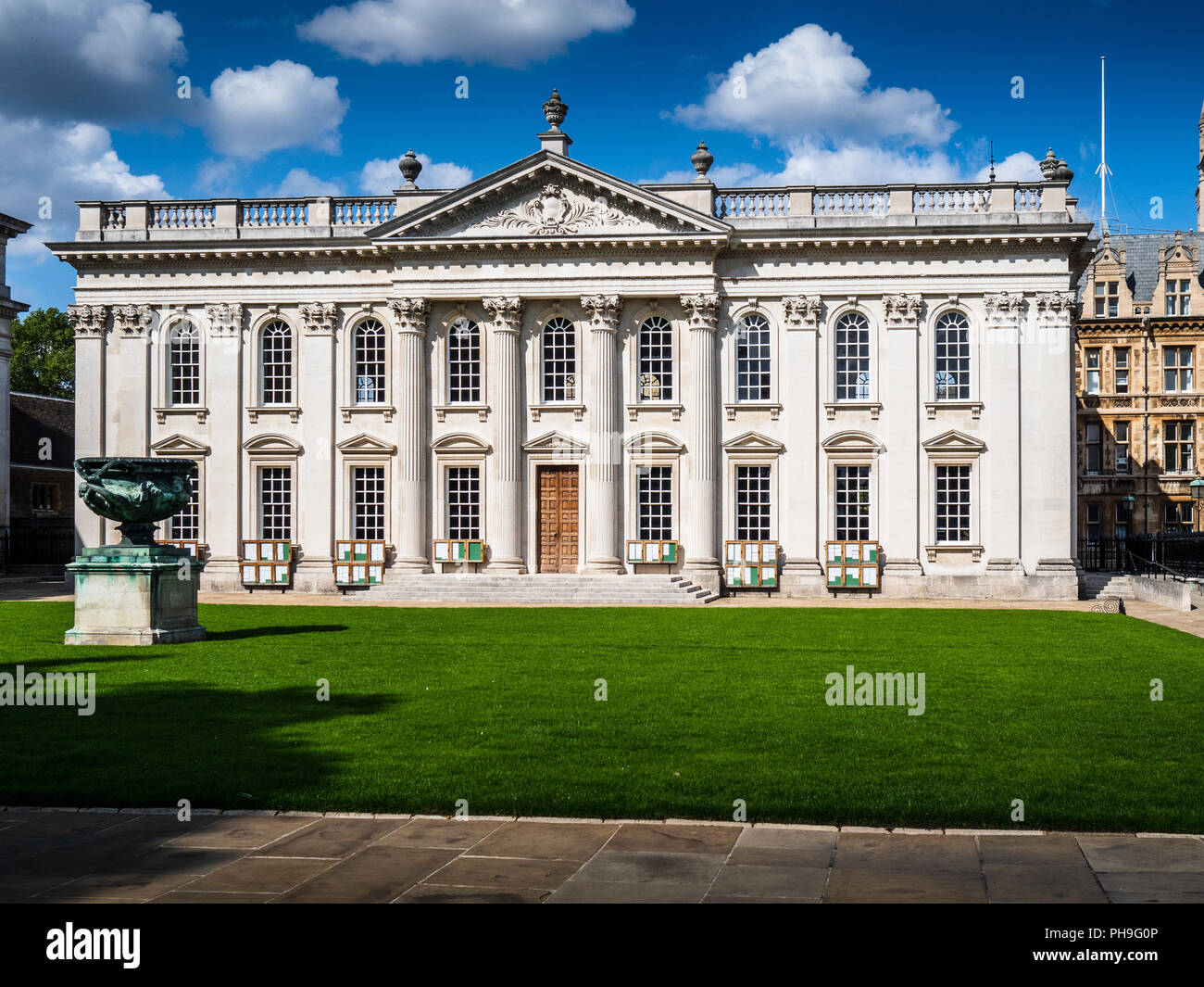 Cambridge University Senate House - completed in 1730, architect James Gibbs, the neo classical building is today used mainly for degree ceremonies. Stock Photo