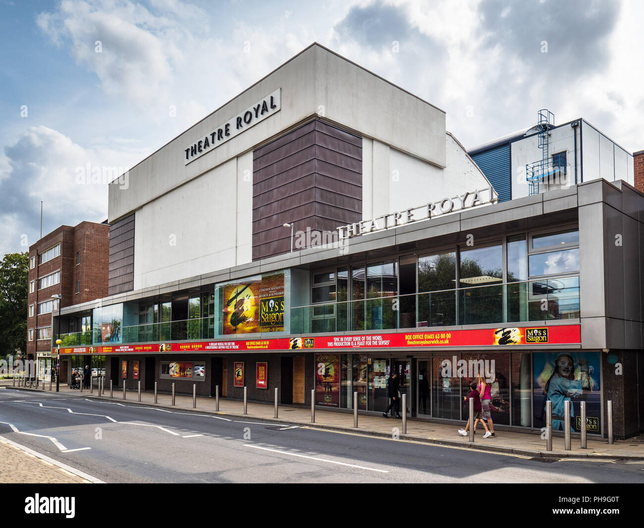 Norwich Theatre Royal - Theatre Royal Norwich - an Art-Deco theatre rebuilt 1935 after a fire, refurbished in 2007 by Tim Foster Architects Stock Photo
