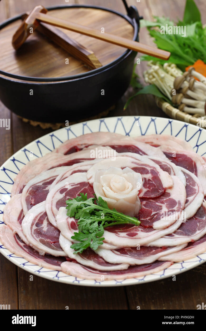 botan nabe, wild boar hot pot, japanese food Stock Photo