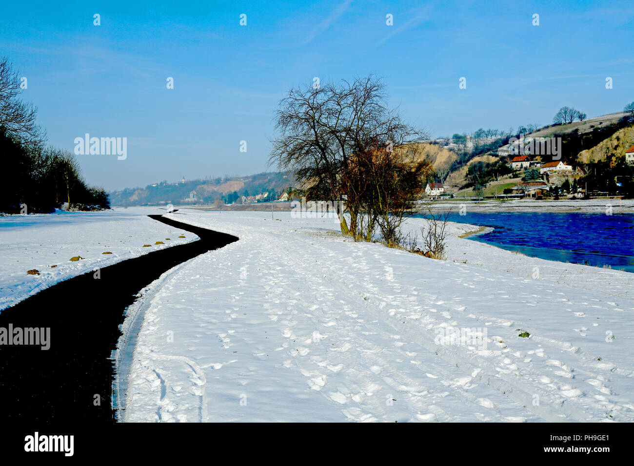 Landscape in winter with blue sky Stock Photo - Alamy