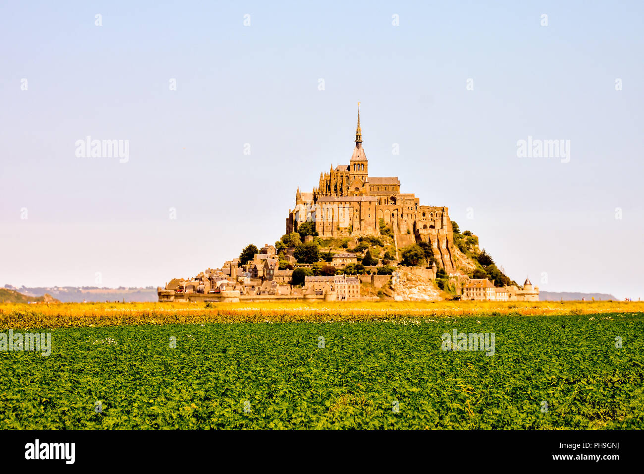 Le Mont Saint-Michel tidal island Normandy northern France Stock Photo