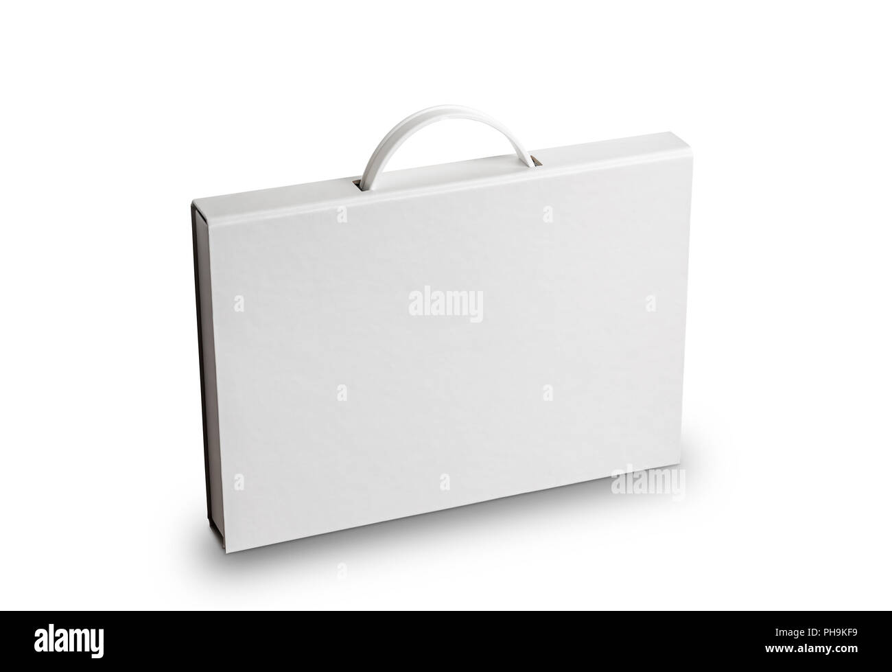 Cardboard document case with a plastic handle, or briefcase folder