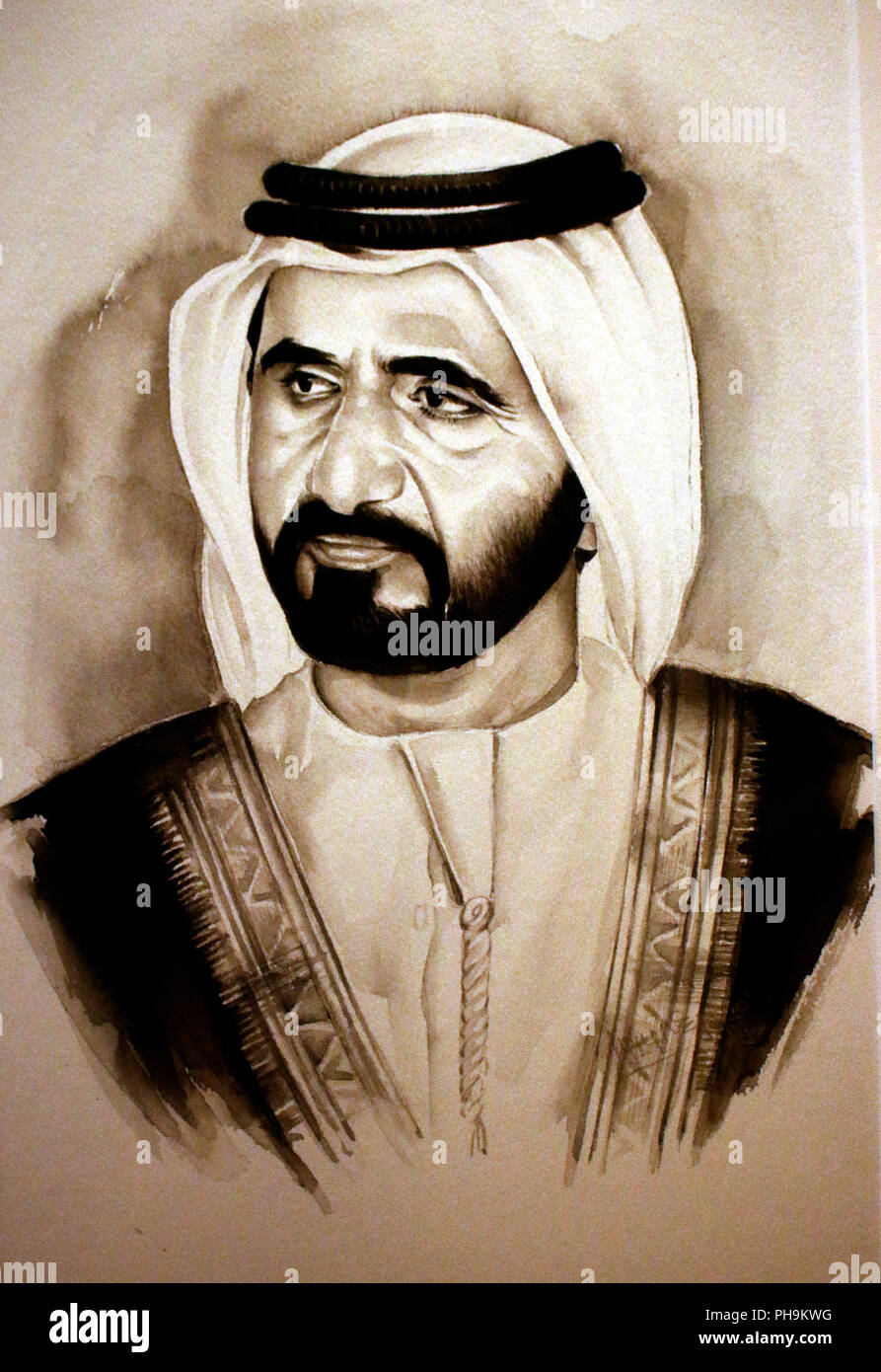Portrait von Sheikh Mohammed bin Rashid al Maktoun, Dubai. Stock Photo