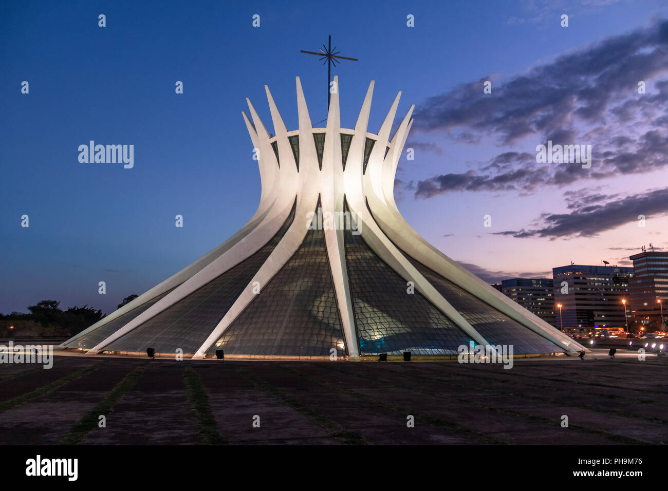 Brasilia Cathedral at night - Brasilia, Brazil Stock Photo