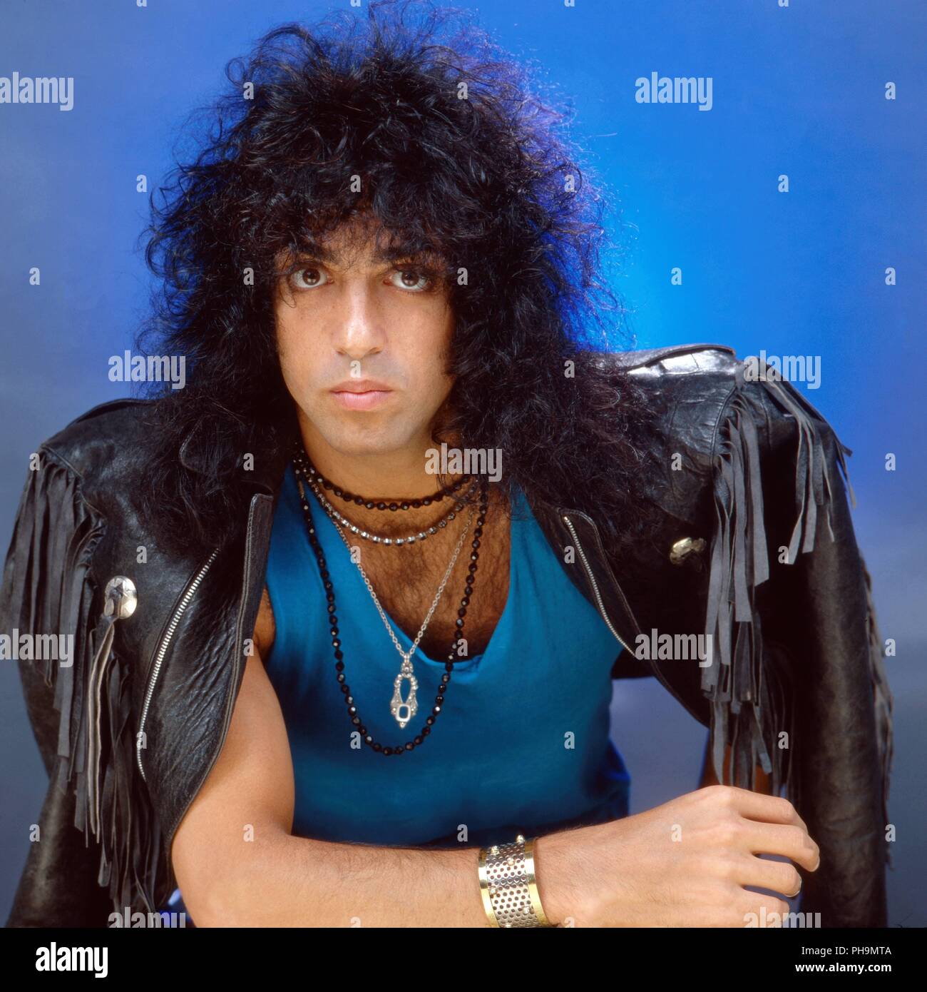 Paul Stanley von "KISS", amerikanische Hardrock Band, beim Startreff in  München, Deutschland 1985. Paul Stanley of American hard rock band "KISS"  duri Stock Photo - Alamy