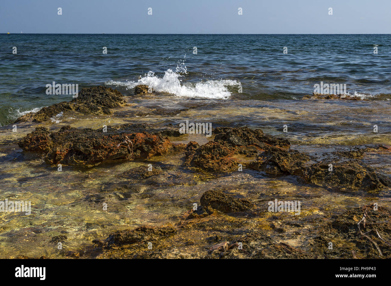 seaboard stones sea waves Stock Photo Alamy