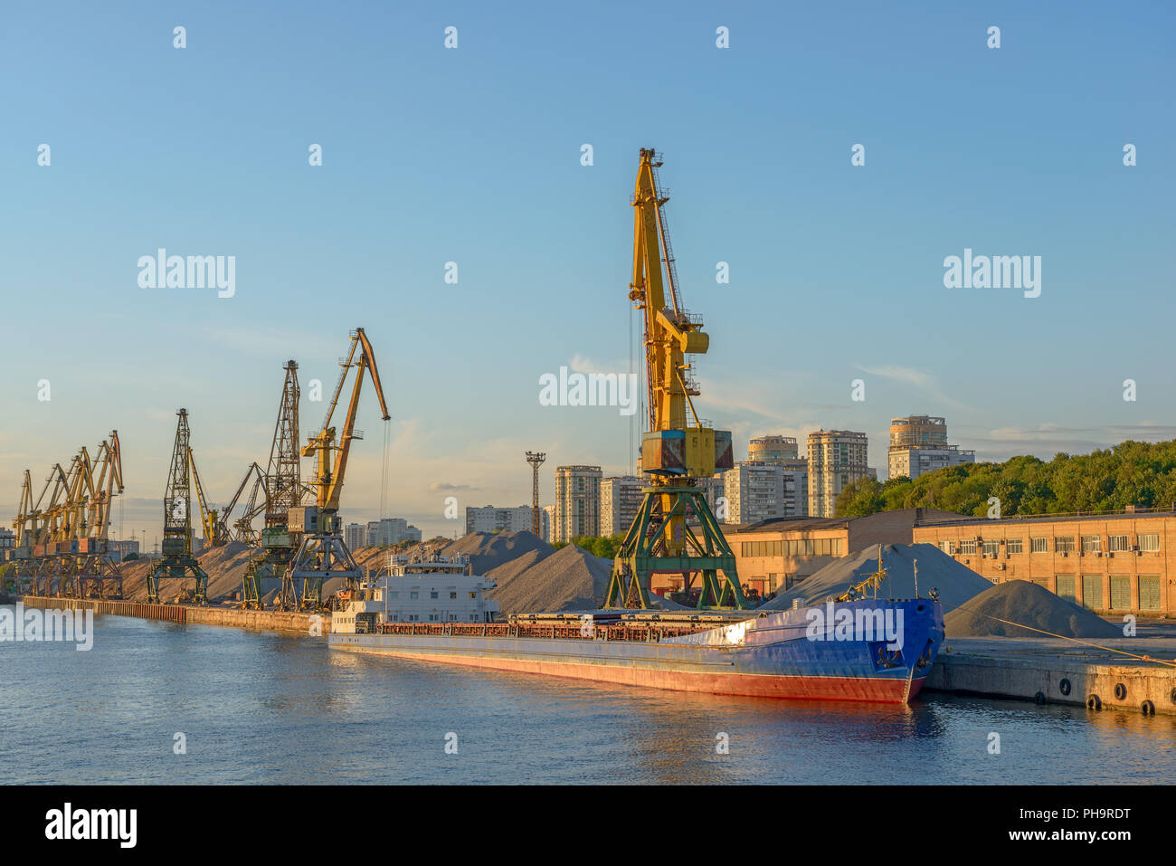 Bulk ship in port terminal Stock Photo