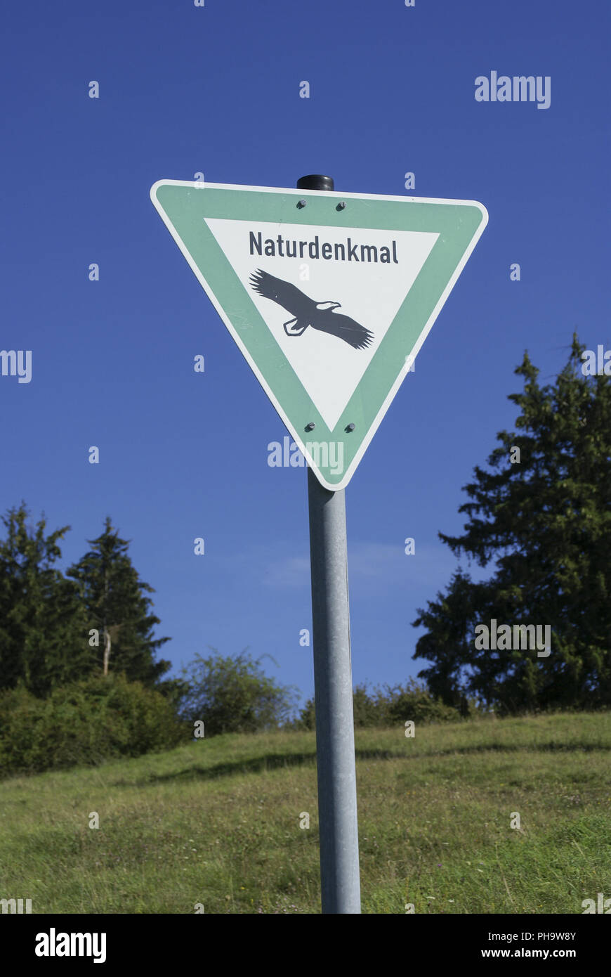 natural monument sign, Schwaebisch Hall, Germany Stock Photo