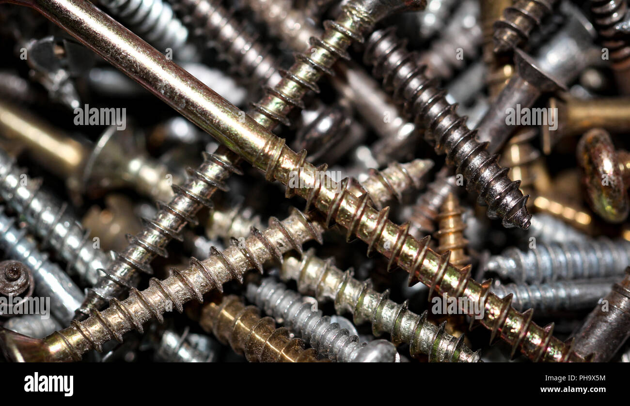 Collection of old bolts, tools Stock Photo Alamy