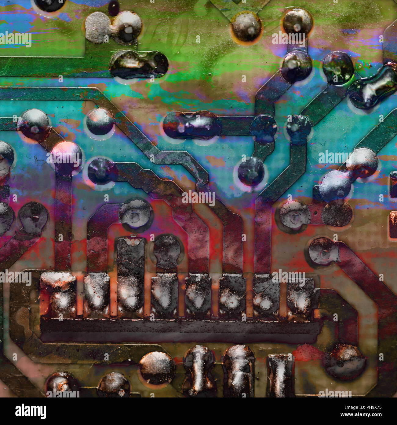 Circuit board, PCB, solder joints, electronics Stock Photo Alamy