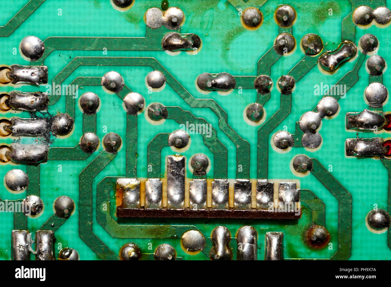 Circuit board, PCB, solder joints, electronics Stock Photo