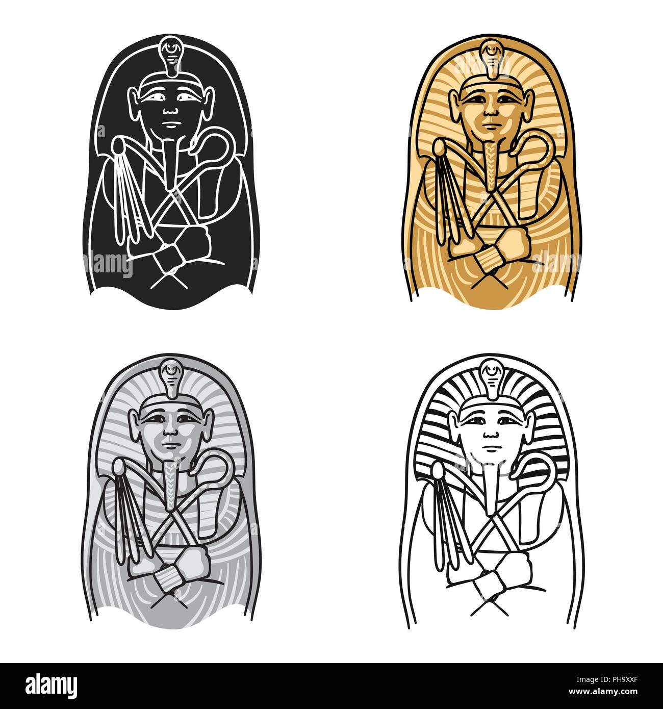 Egyptian pharaoh sarcophagus icon in cartoon style isolated on white ...
