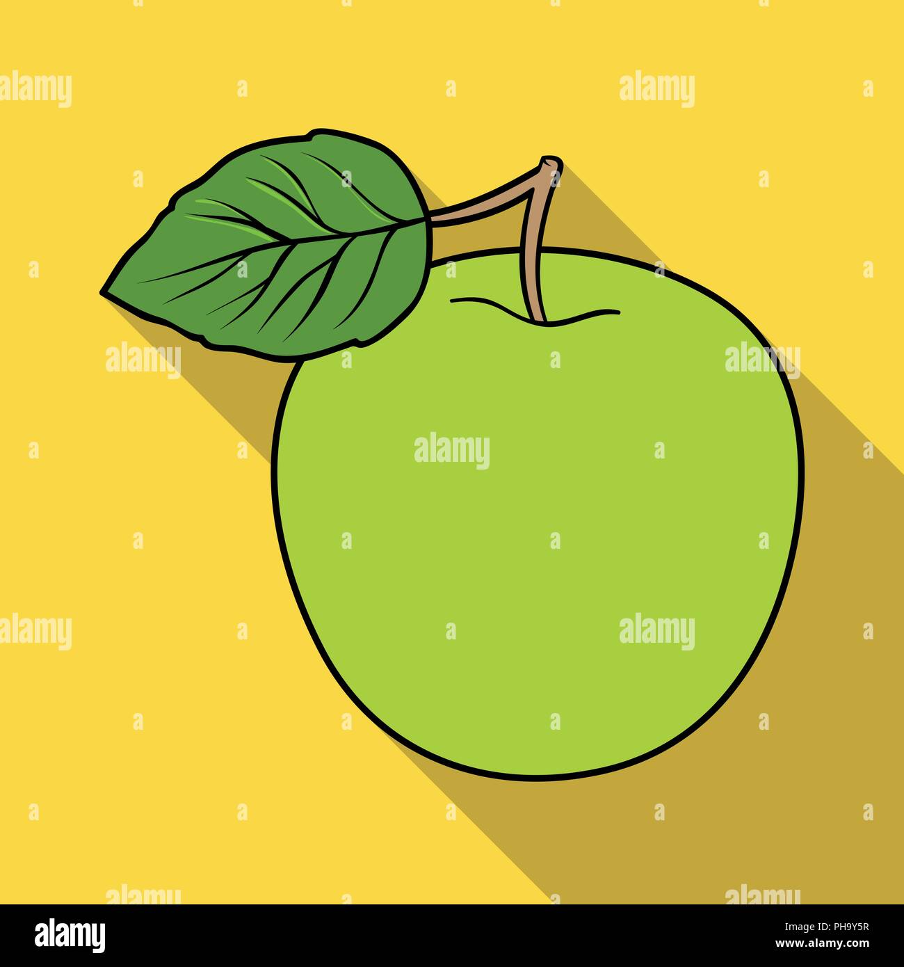 Green Apple with leaf.Proper diet for diabetes.Diabetes single icon in