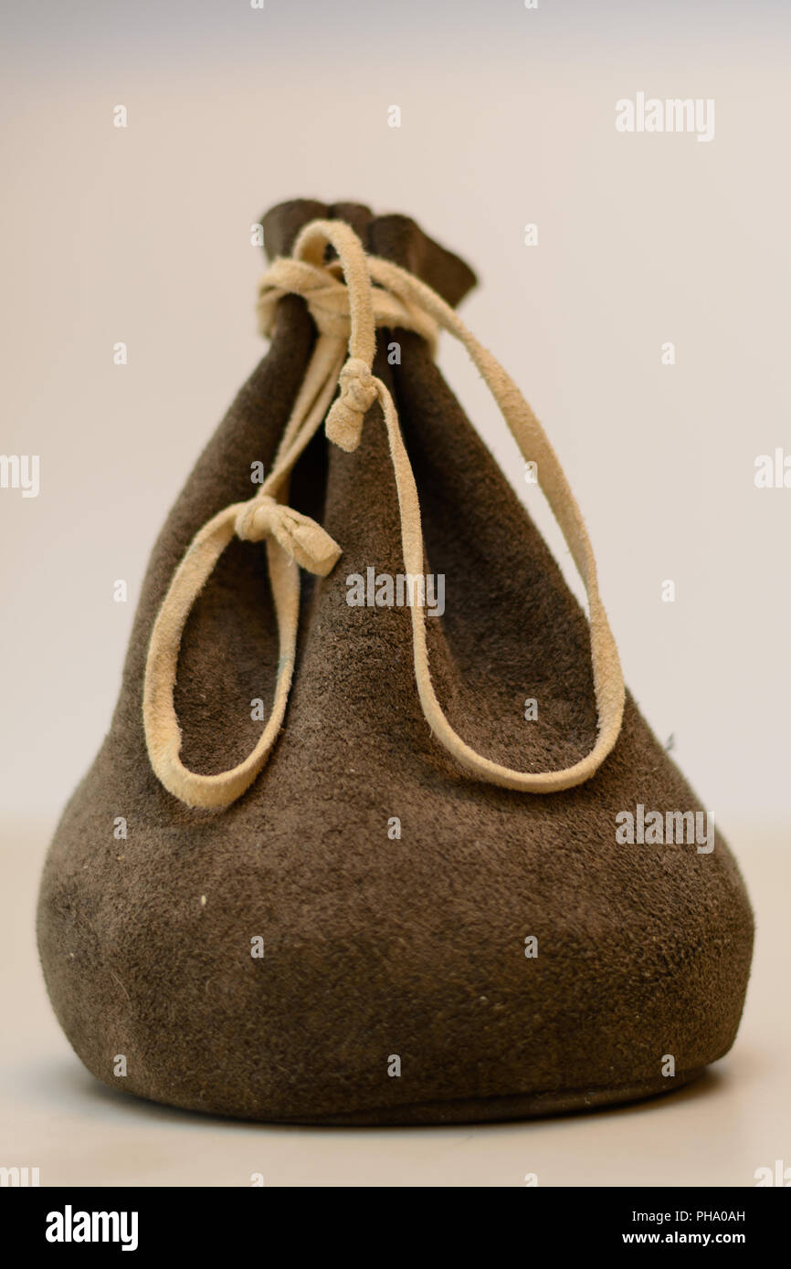Old purse made of leather - croped image and copy-space Stock Photo