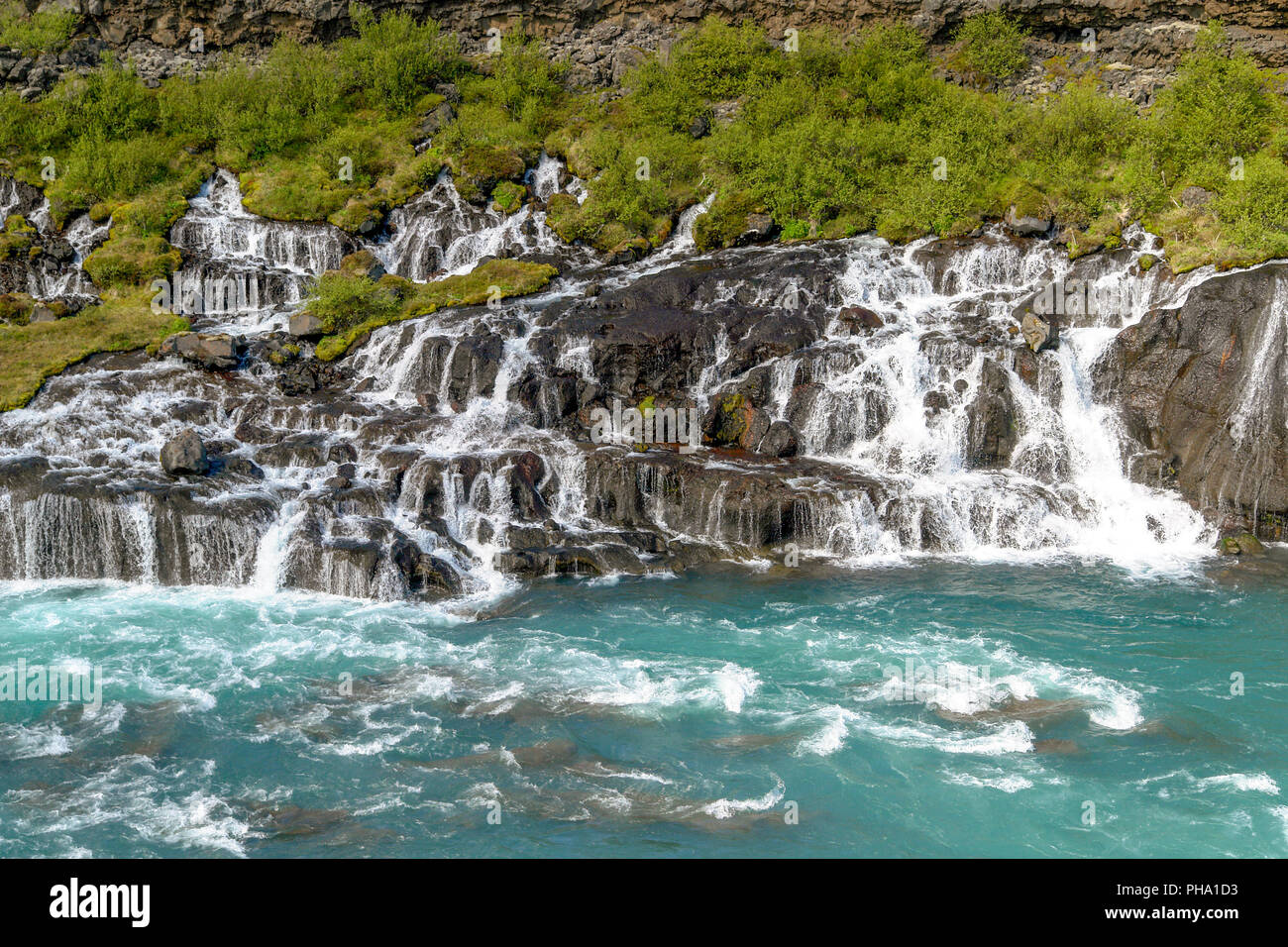Hraunfossar Waterfalls Western Iceland Stock Photo Alamy