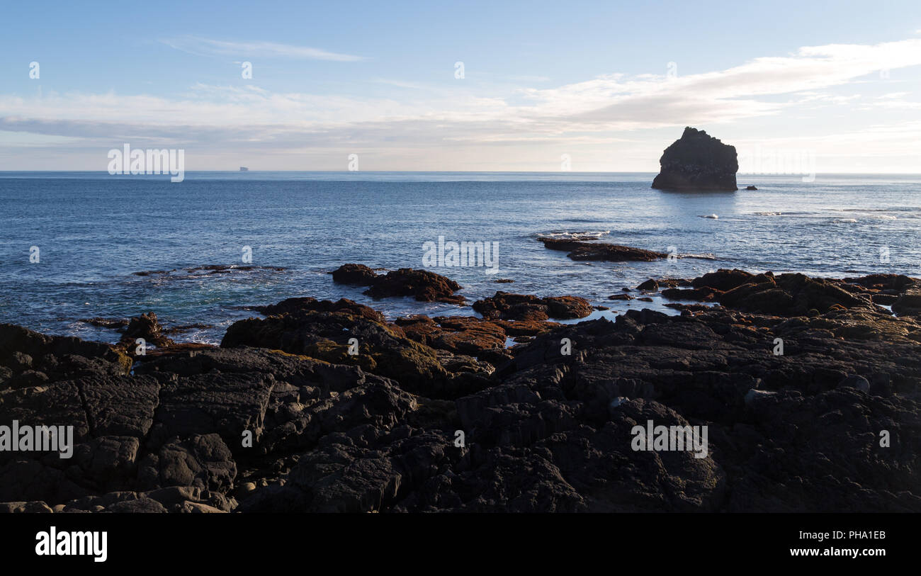 Sea and rocks at the southern part of Iceland Stock Photo
