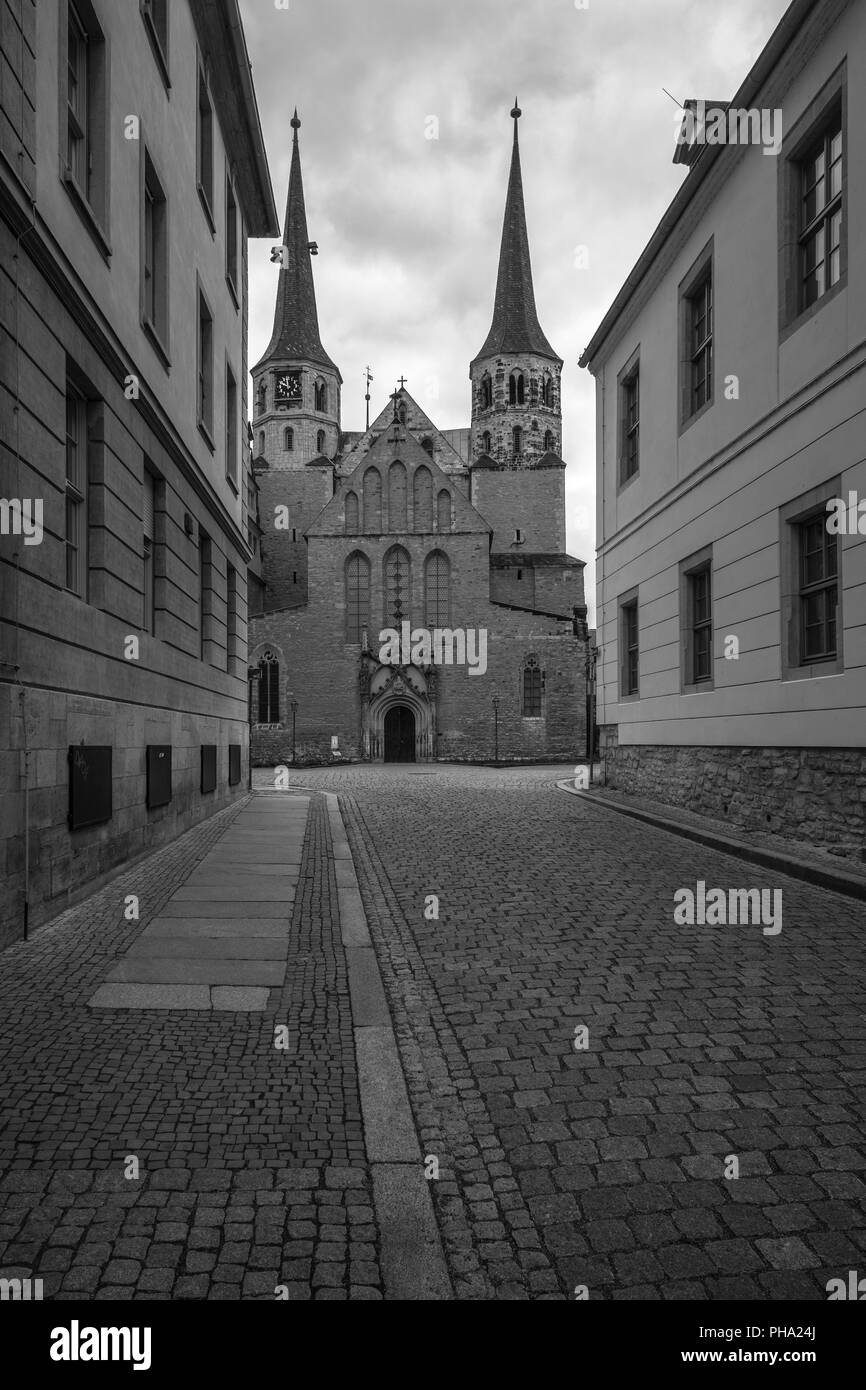 Street to the Merseburger cathedral Stock Photo