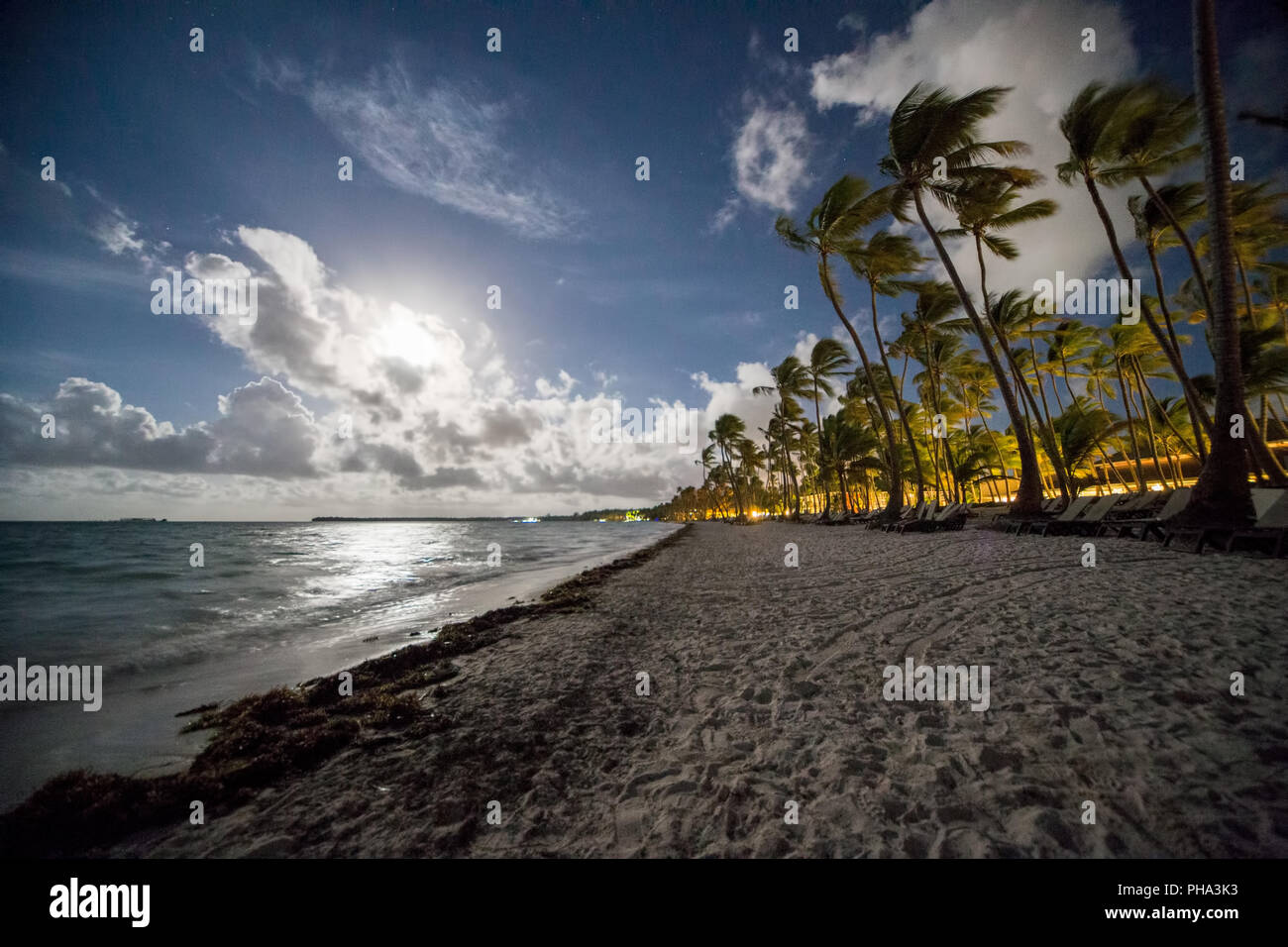 Caribbean Beach at night Stock Photo