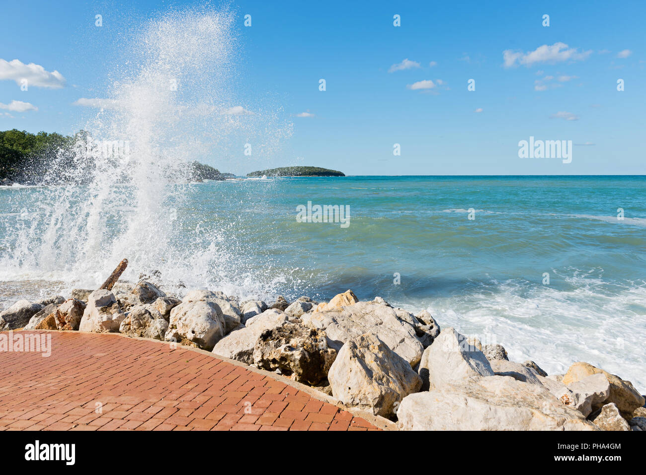 High waves and water splashes Stock Photo