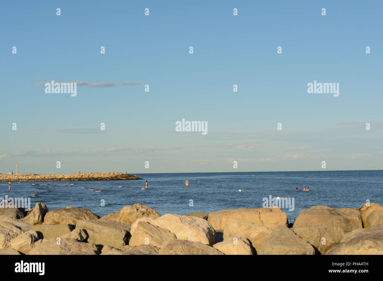 Holidaymakers at the Italian Adriatic - clean coast Stock Photo