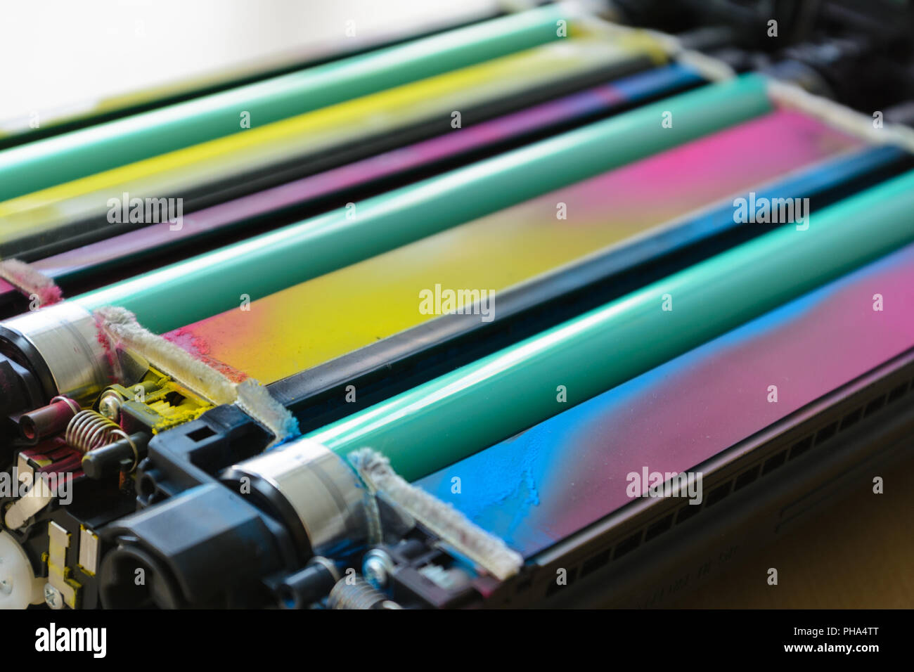 Colored fusing unit of a laser printer are necessary consumables Stock Photo